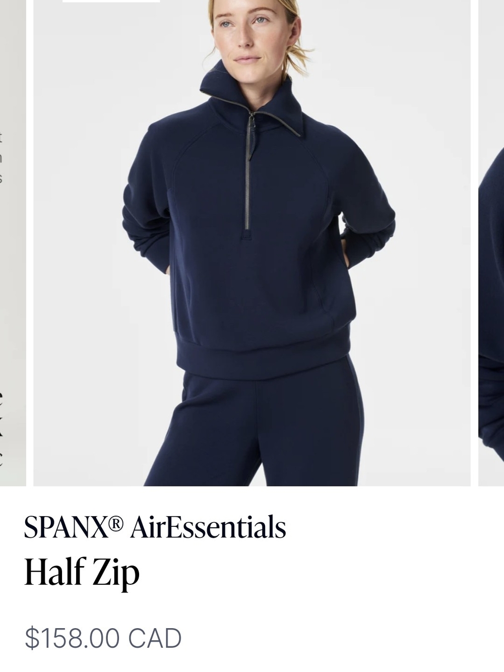 SPANX Women's Half-Zip Sweatshirt in Navy